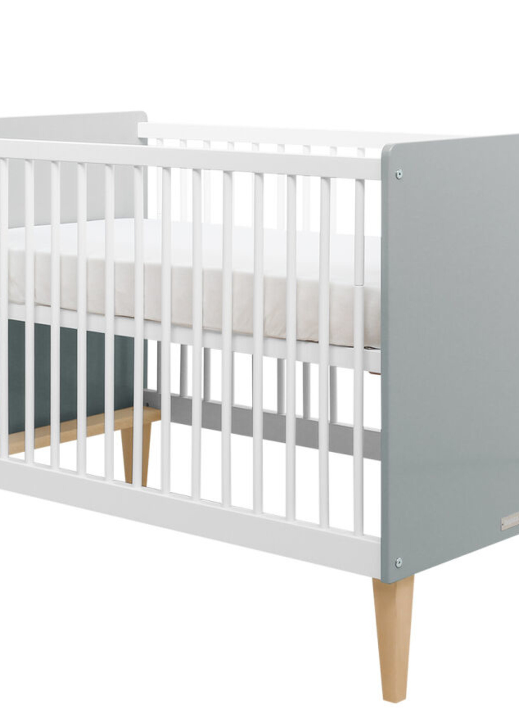 BOPITA Lit 60x120cm + Commode + Armoire Emma blanc / gris