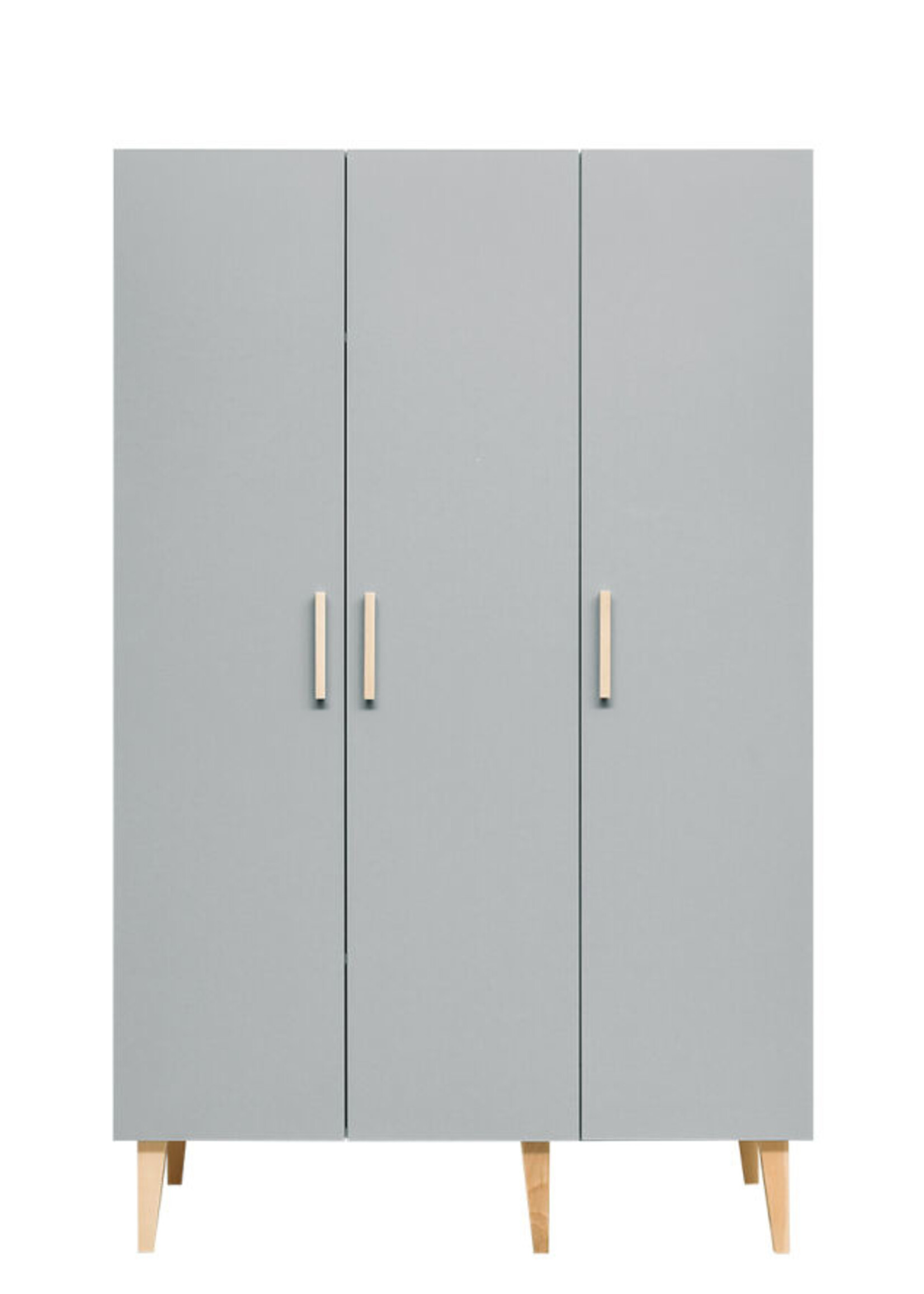 BOPITA Armoire 3 portes Emma blanc / gris