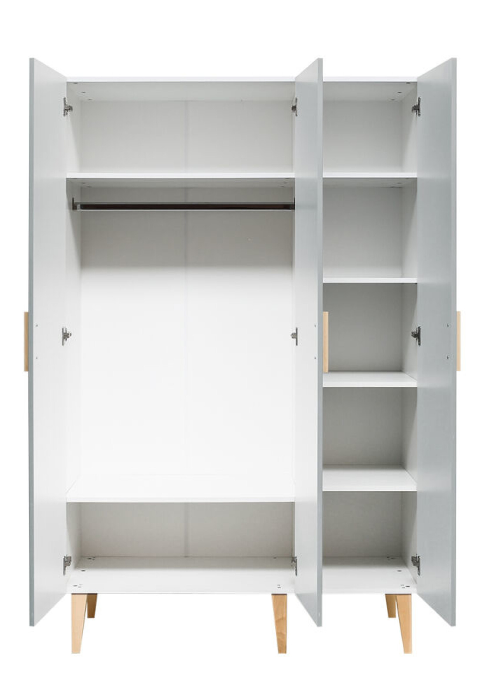 BOPITA Armoire 3 portes Emma blanc / gris