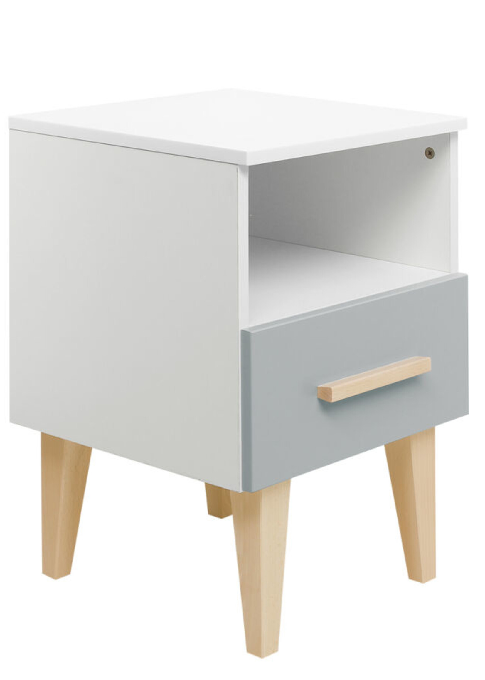 BOPITA Table de chevet Emma blanc / gris