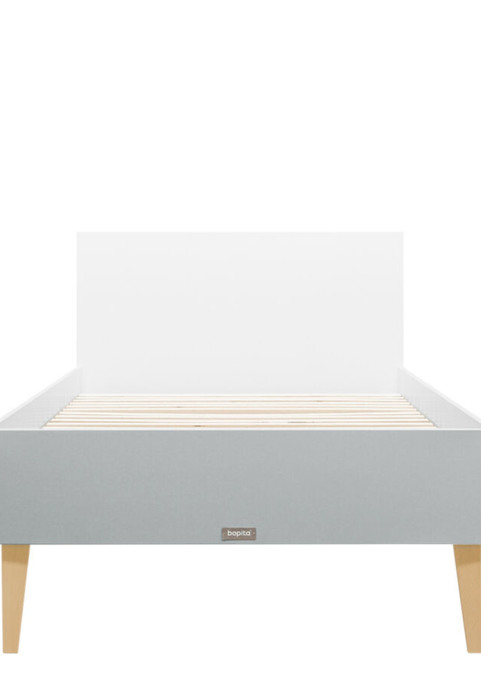 BOPITA Bed 90x200cm Emma white / gray