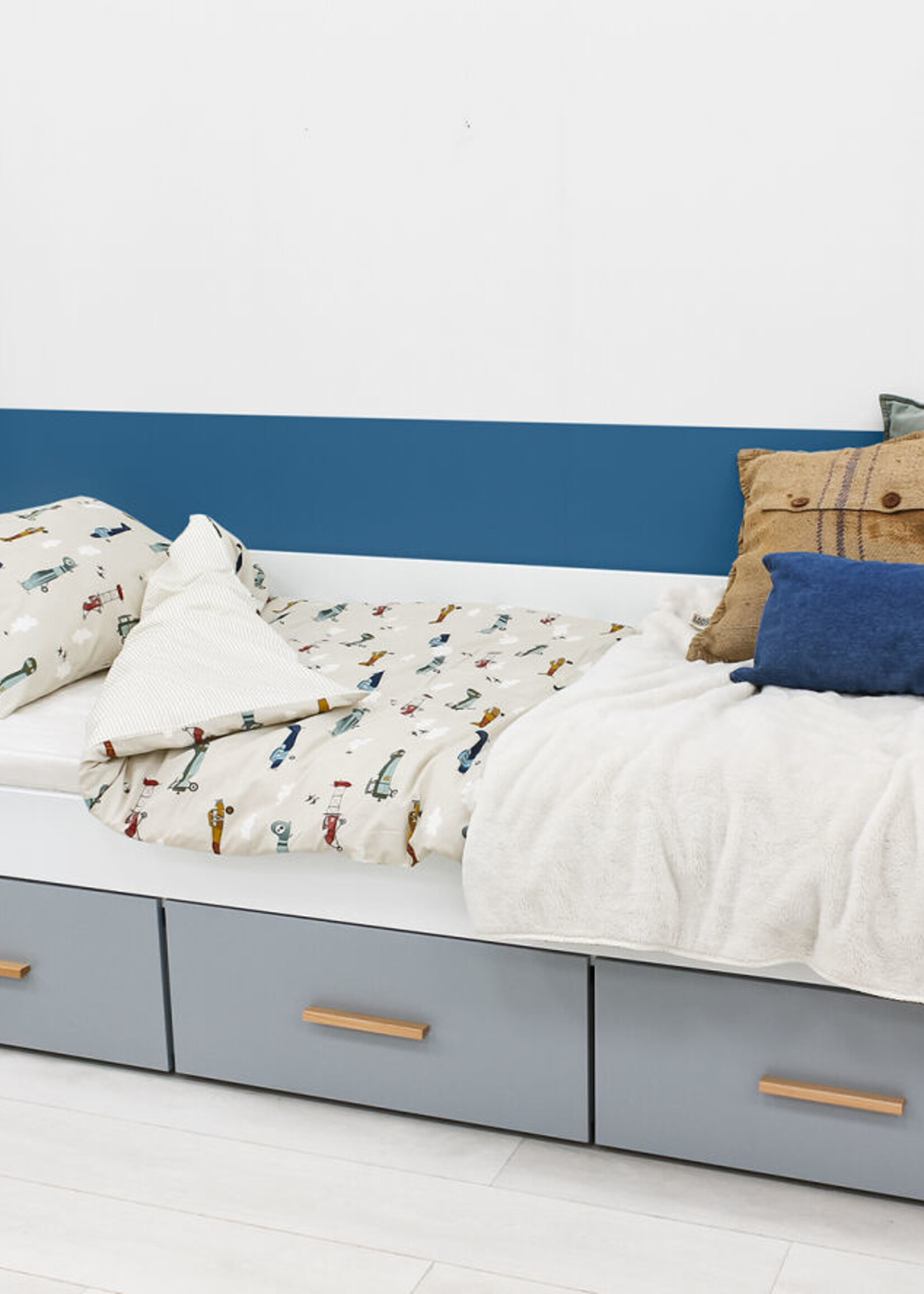 BOPITA Canapé-lit 90x200cm Emma blanc / gris