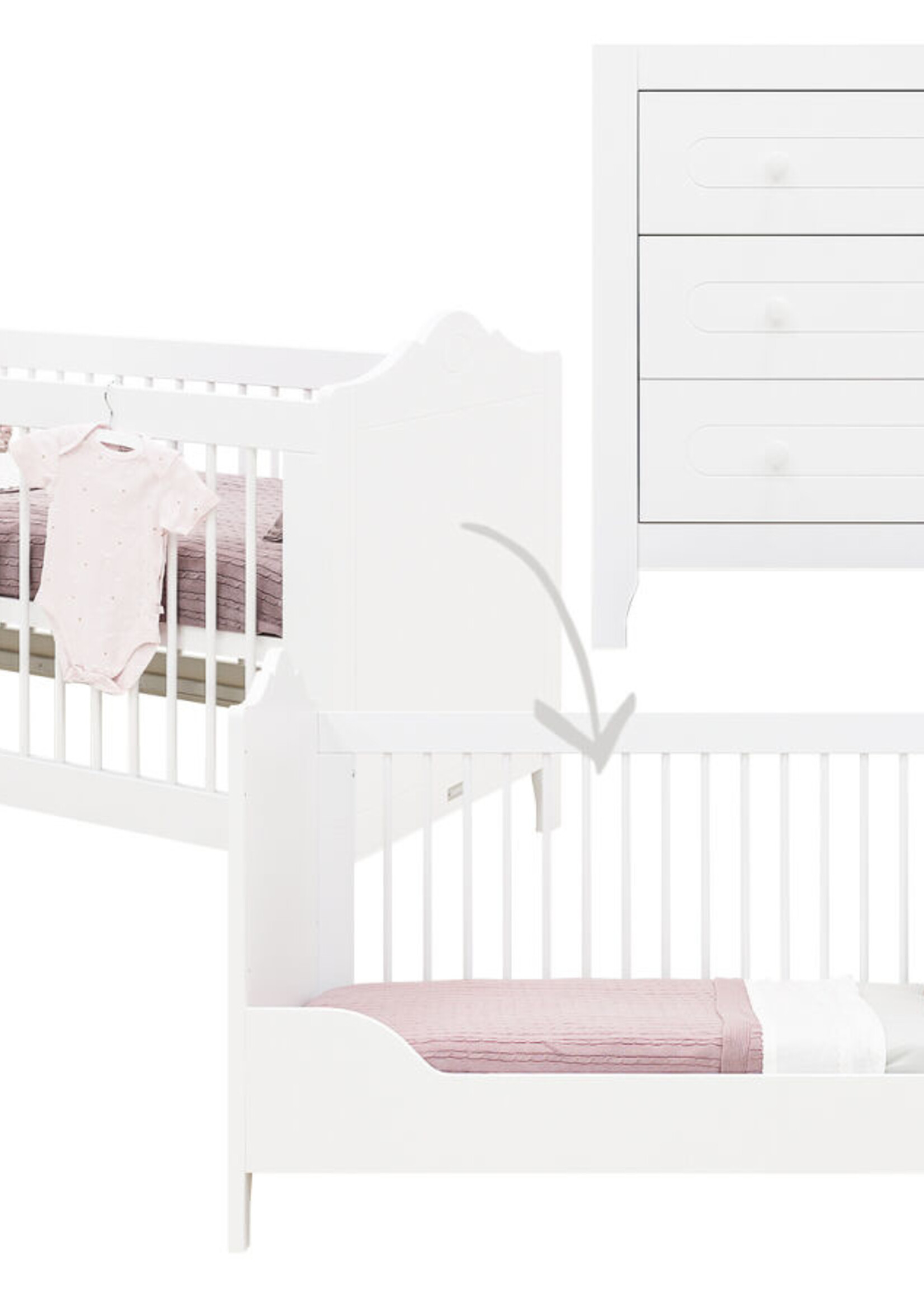 BOPITA Bed 70x140cm + Commode Evi wit