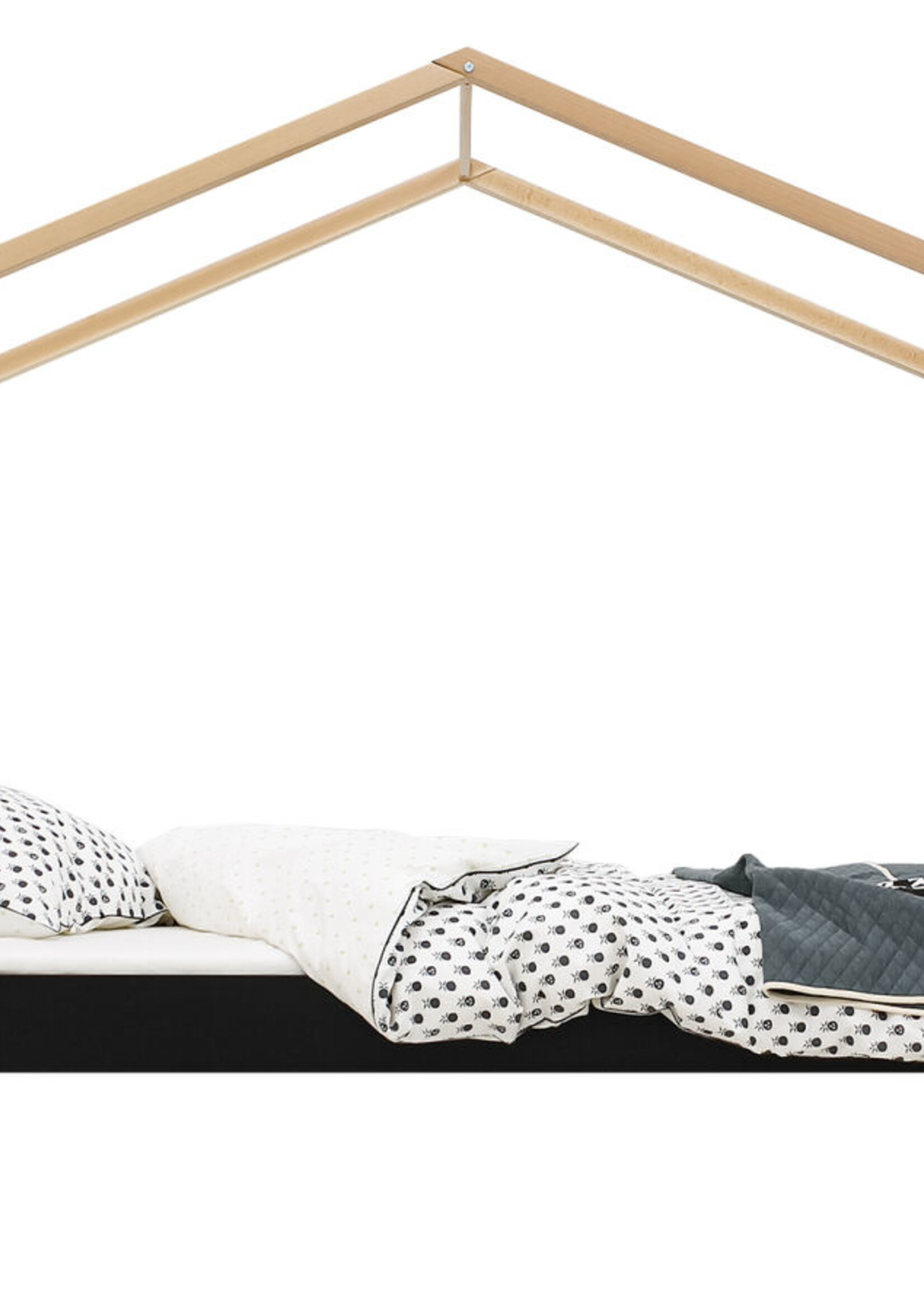 BOPITA Bed 90x200cm Liam zwart / naturel