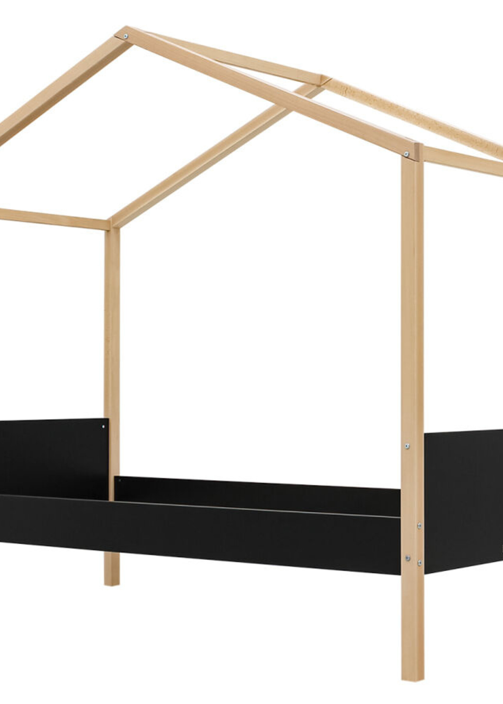 BOPITA Bed 90x200cm Liam zwart / naturel
