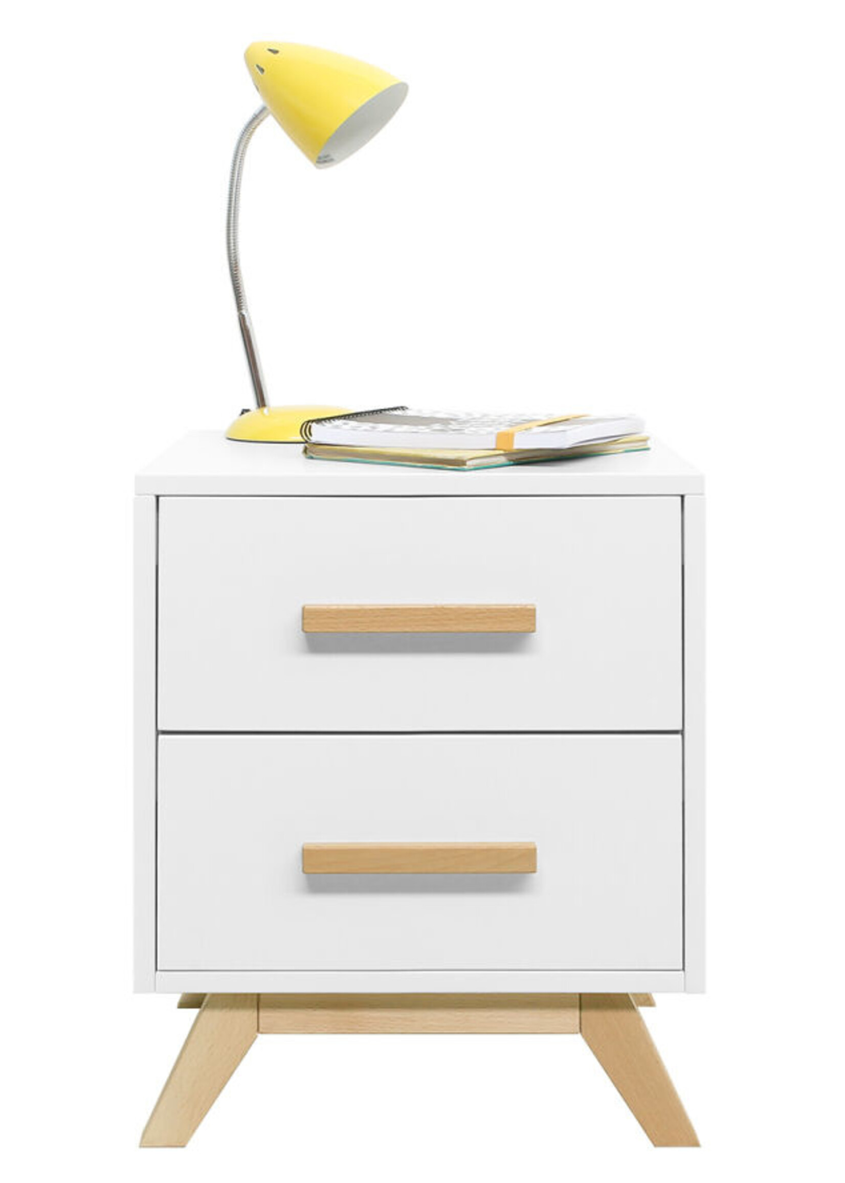 BOPITA Bedside table Fenna white / natural