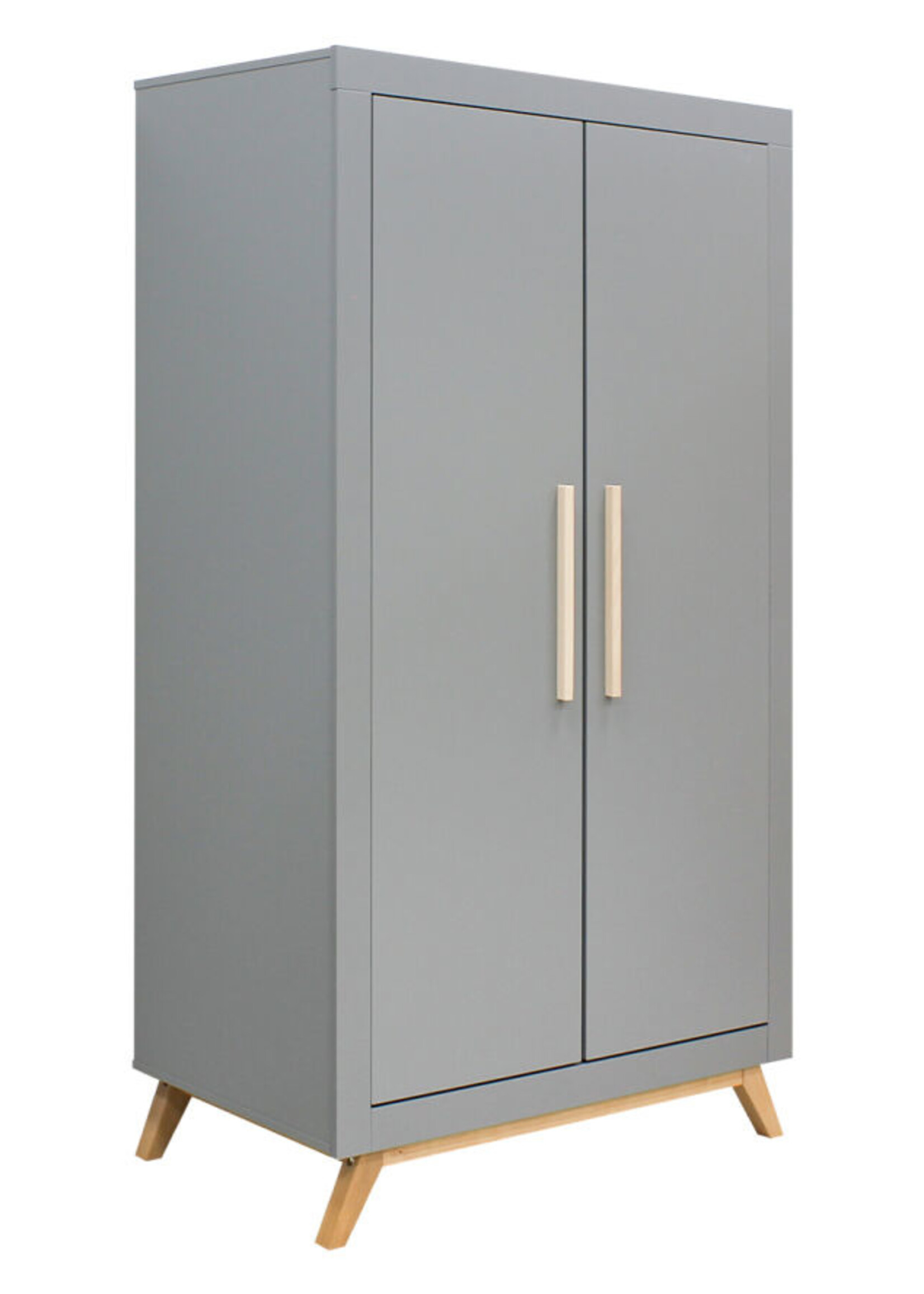 BOPITA Armoire 2 portes Fenna gris / naturel