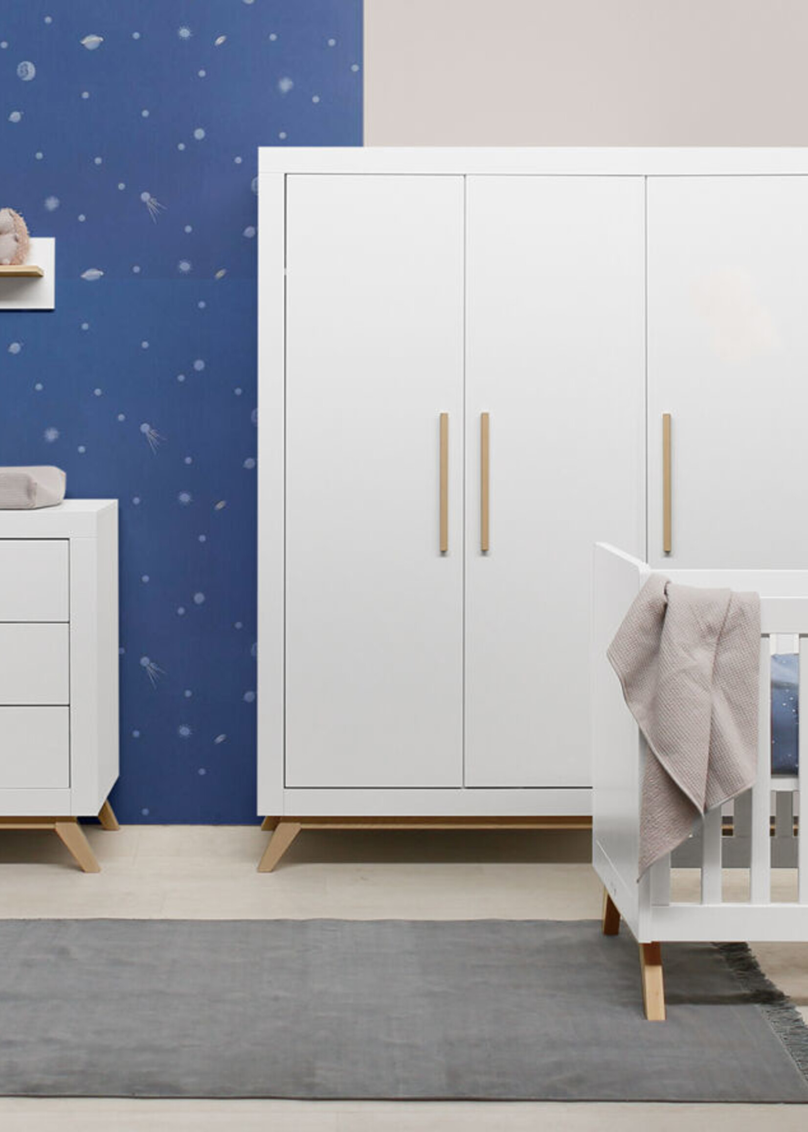 BOPITA 3 door wardrobe Fenna white / natural