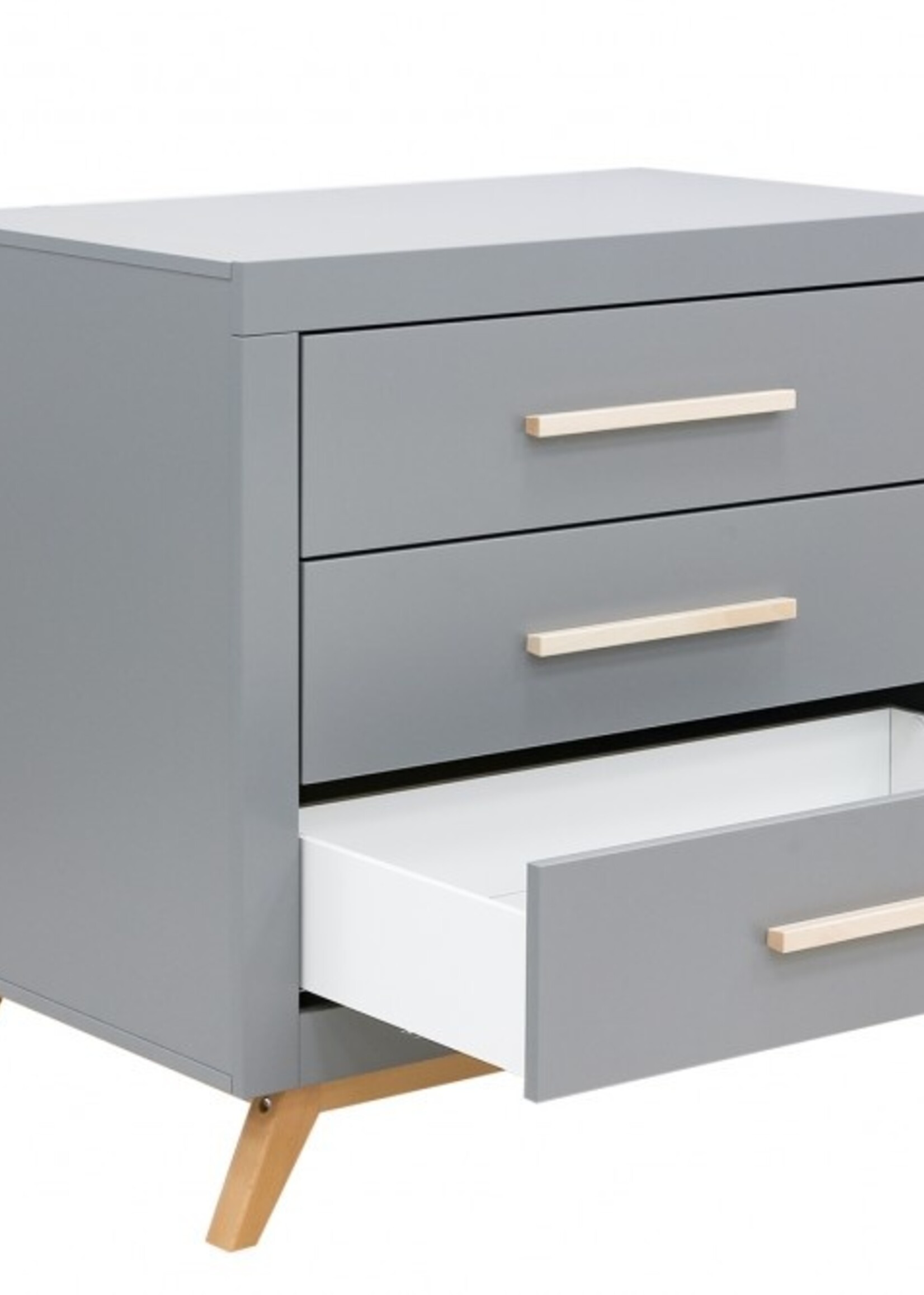 BOPITA Bed 70x140cm + Chest of drawers Fenna grey / natural