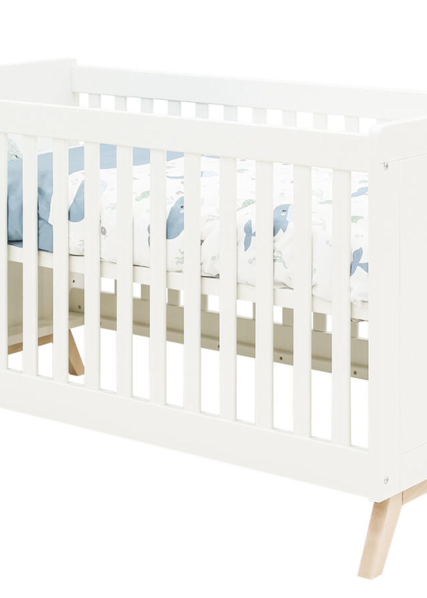 BOPITA Bed 70x140cm + Chest of drawers + Closet Fenna white / natural