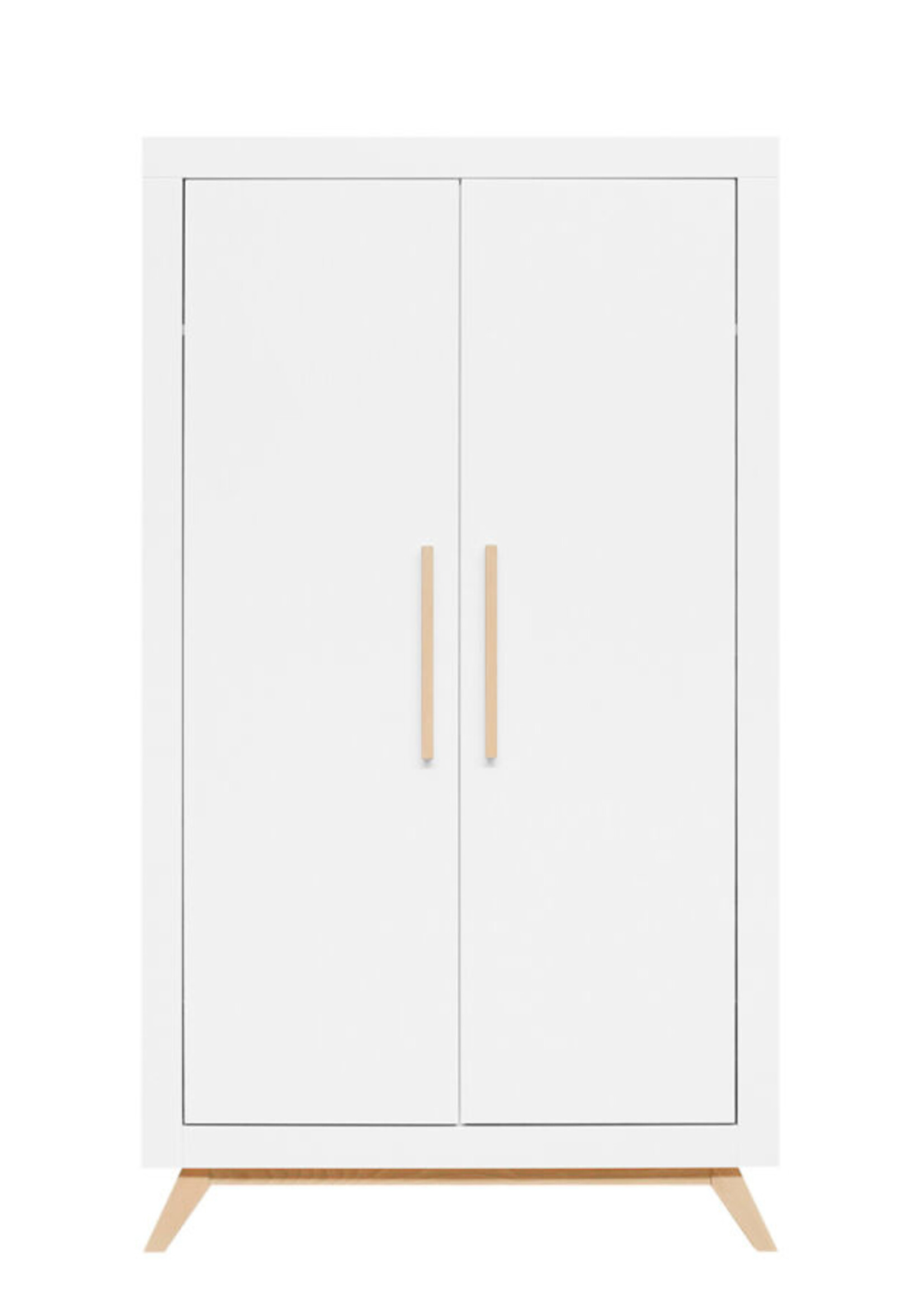 BOPITA Lit 70x140cm + Commode + Armoire Fenna blanc / naturel