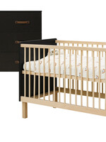 BOPITA Lit 60x120cm + Commode Floris noir / Naturel