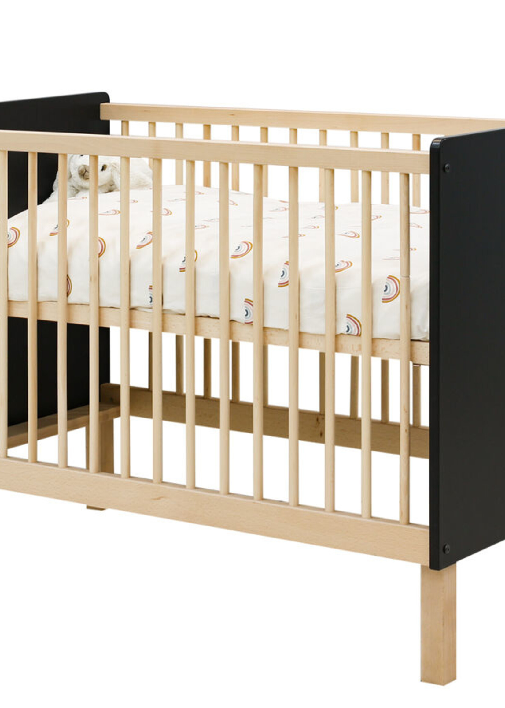 BOPITA Lit 60x120cm Floris noir / Naturel