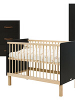 BOPITA Bed 60x120 + Chest of drawers + Closet Floris black / natural