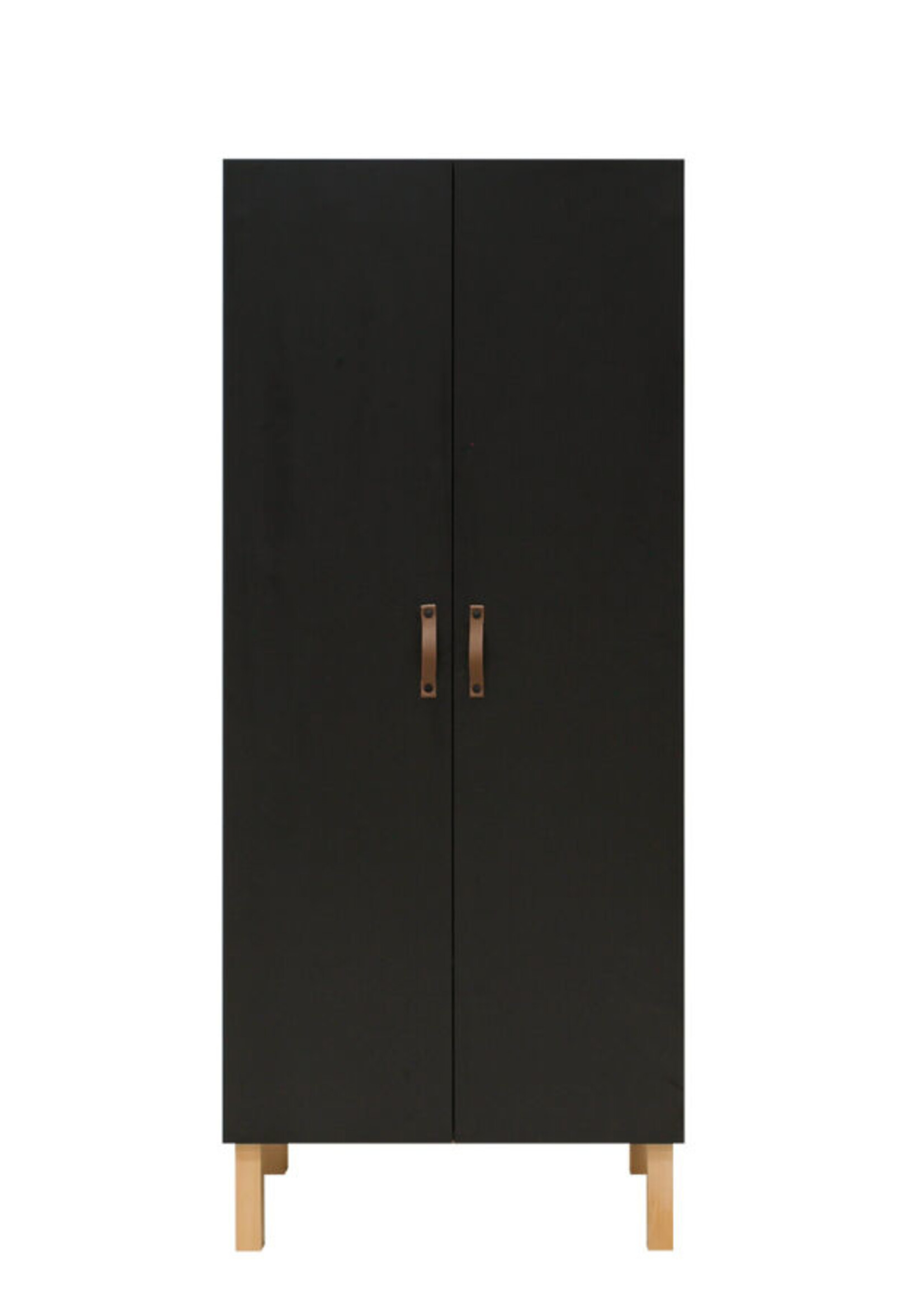 BOPITA Lit 60x120 + Commode + Armoire Floris noire / naturel