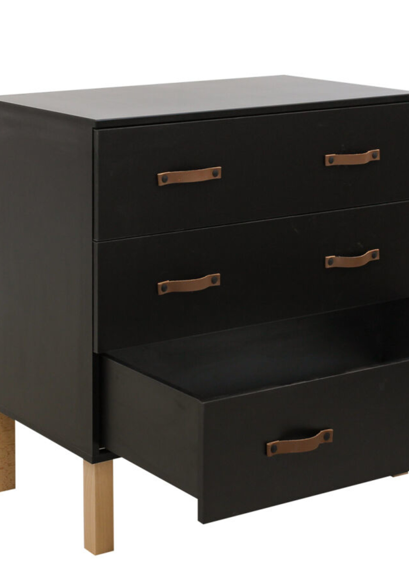 BOPITA Bed 70x140cm + Chest of drawers + Closet Floris black / natural