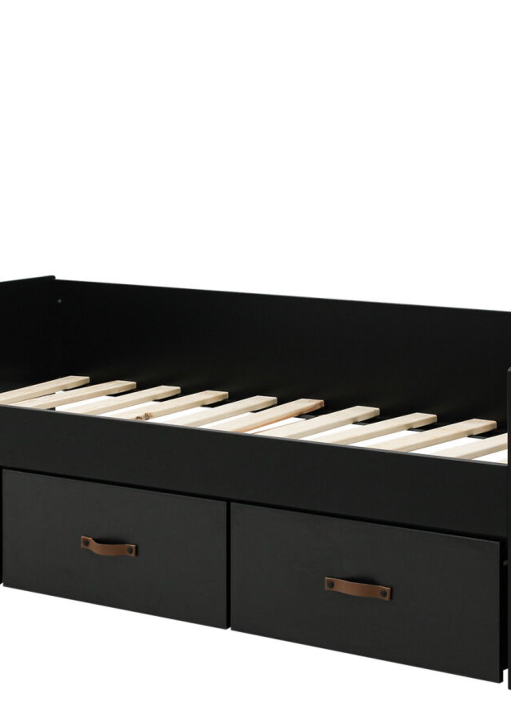 BOPITA Bedbank 90x200cm Floris zwart / naturel