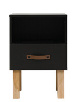 BOPITA Table de nuit Floris noir / naturel