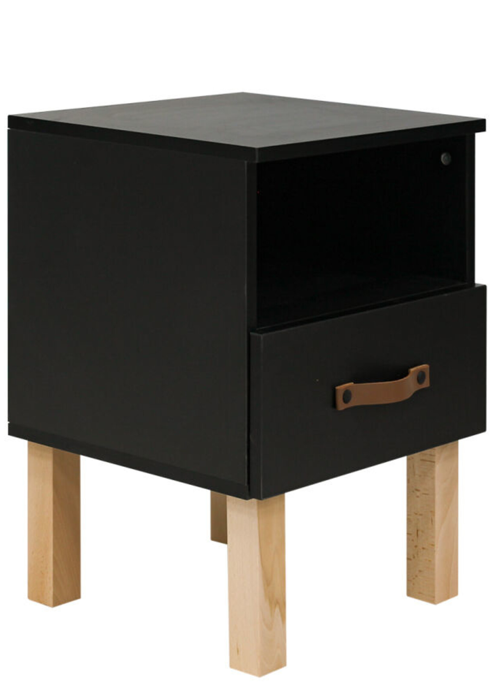 BOPITA Nachttafel Floris zwart / naturel