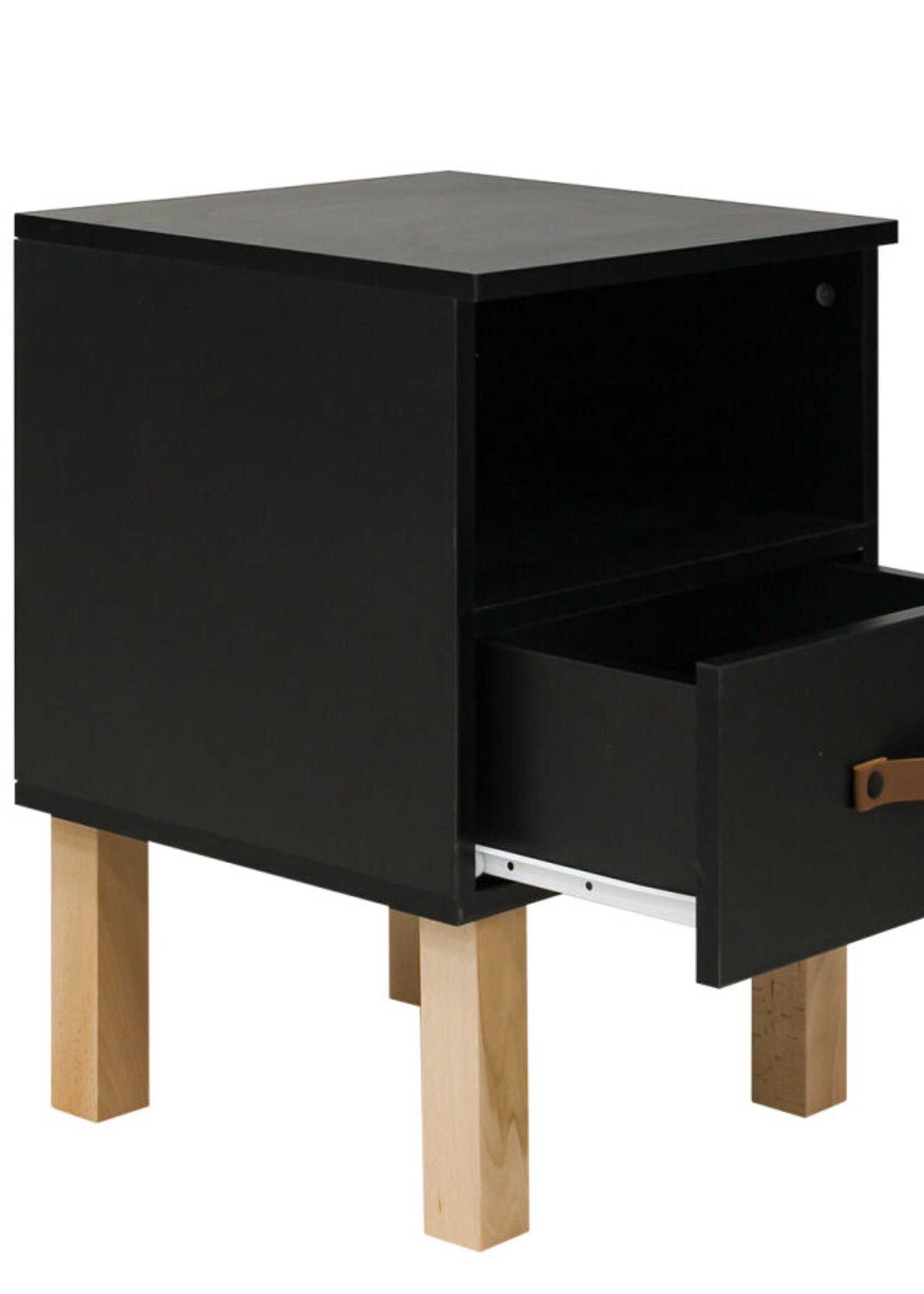 BOPITA Night table Floris black / natural