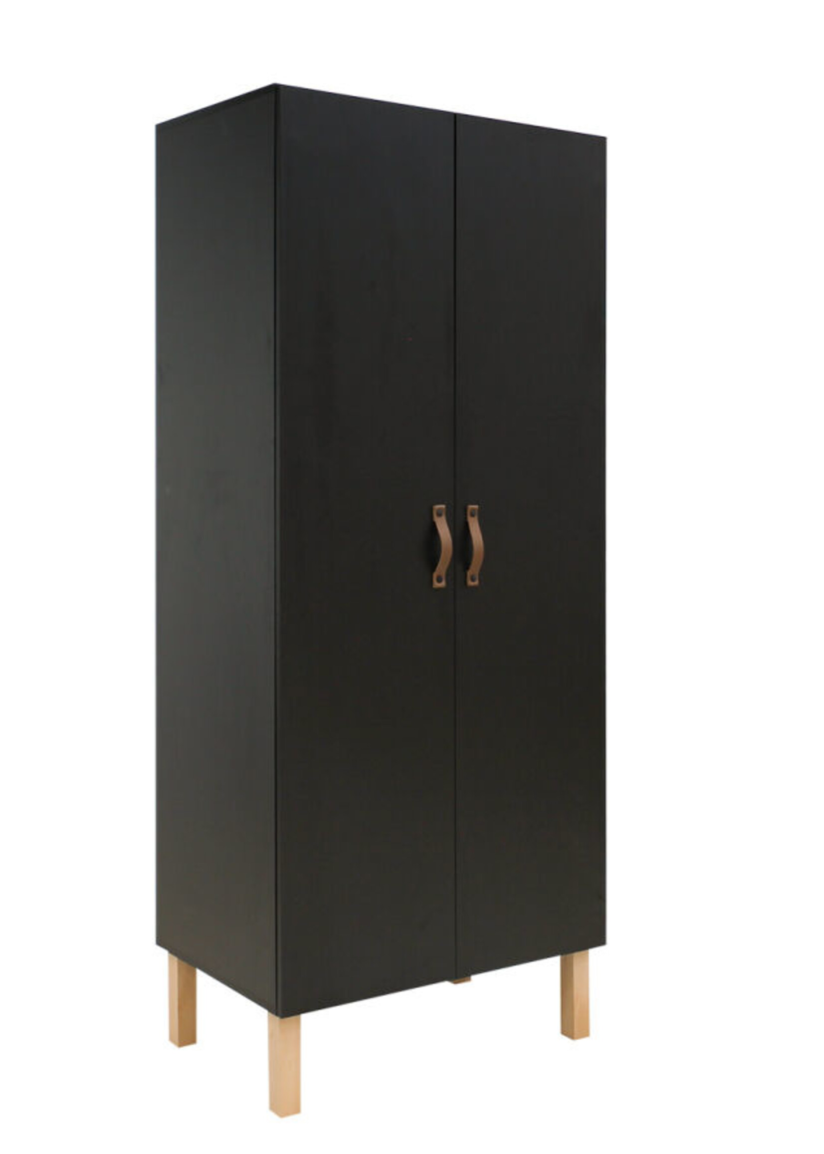 BOPITA Armoire 2 portes Floris noir / naturel