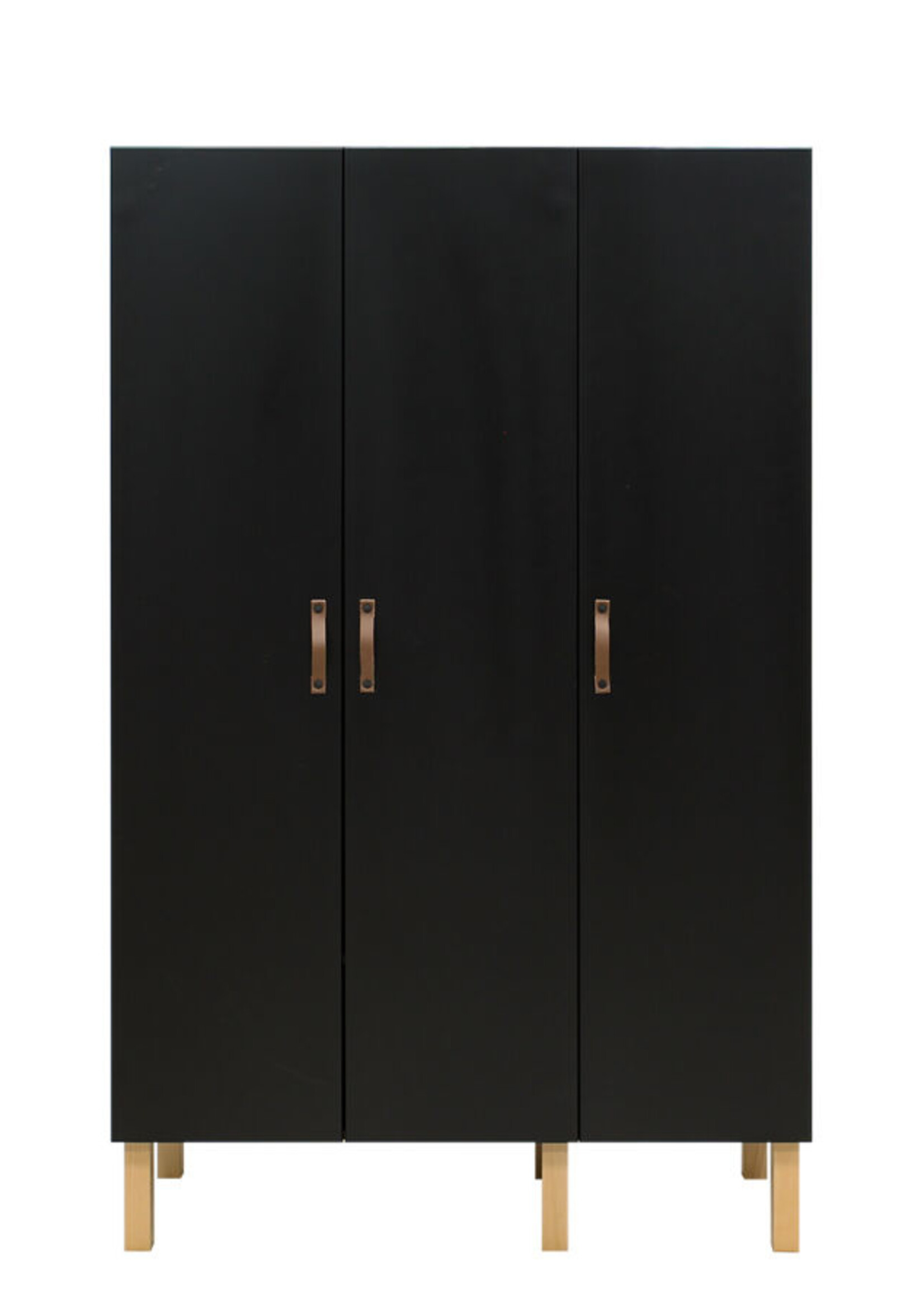 BOPITA Armoire 3 portes Floris noir / naturel