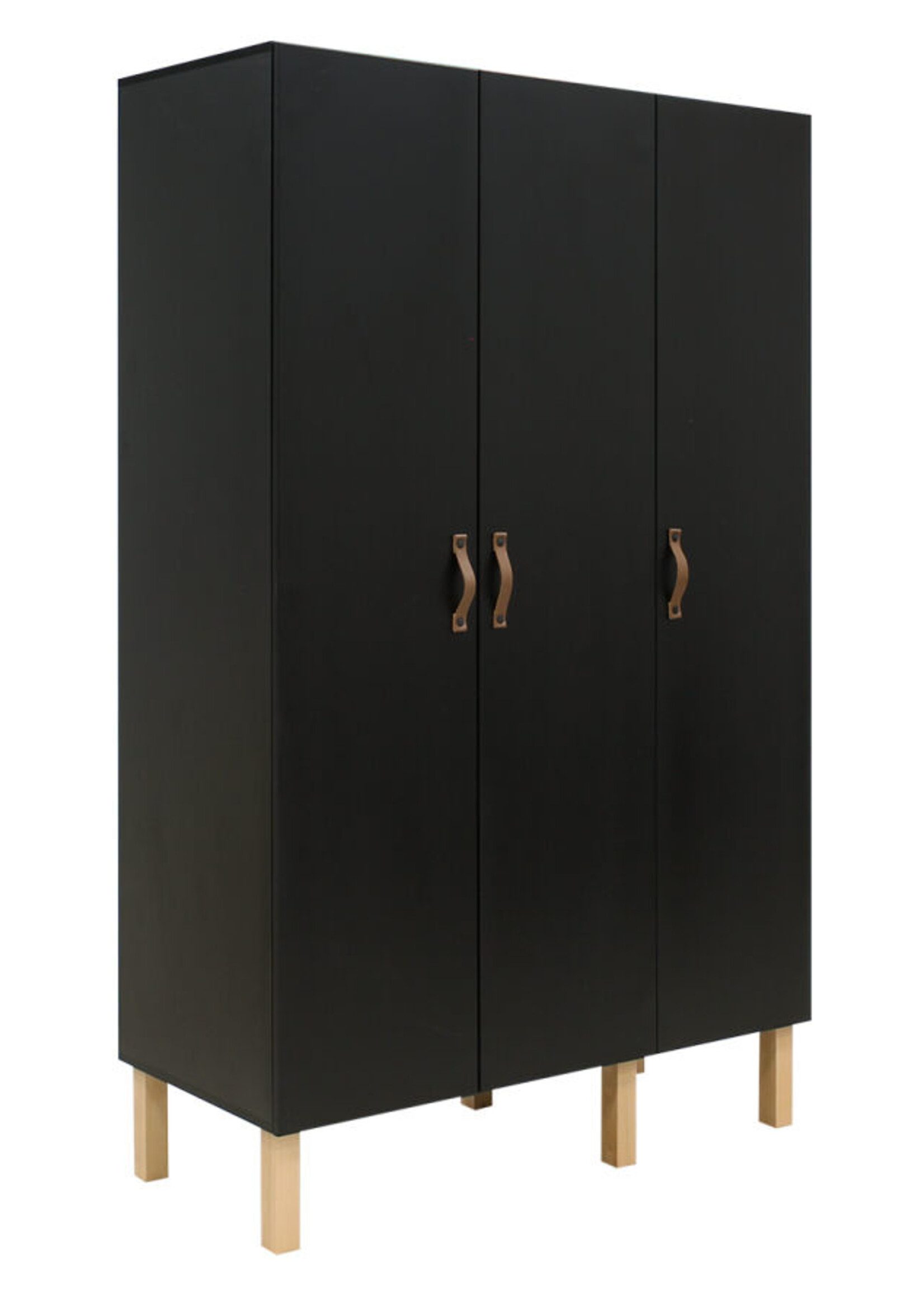 BOPITA Armoire 3 portes Floris noir / naturel