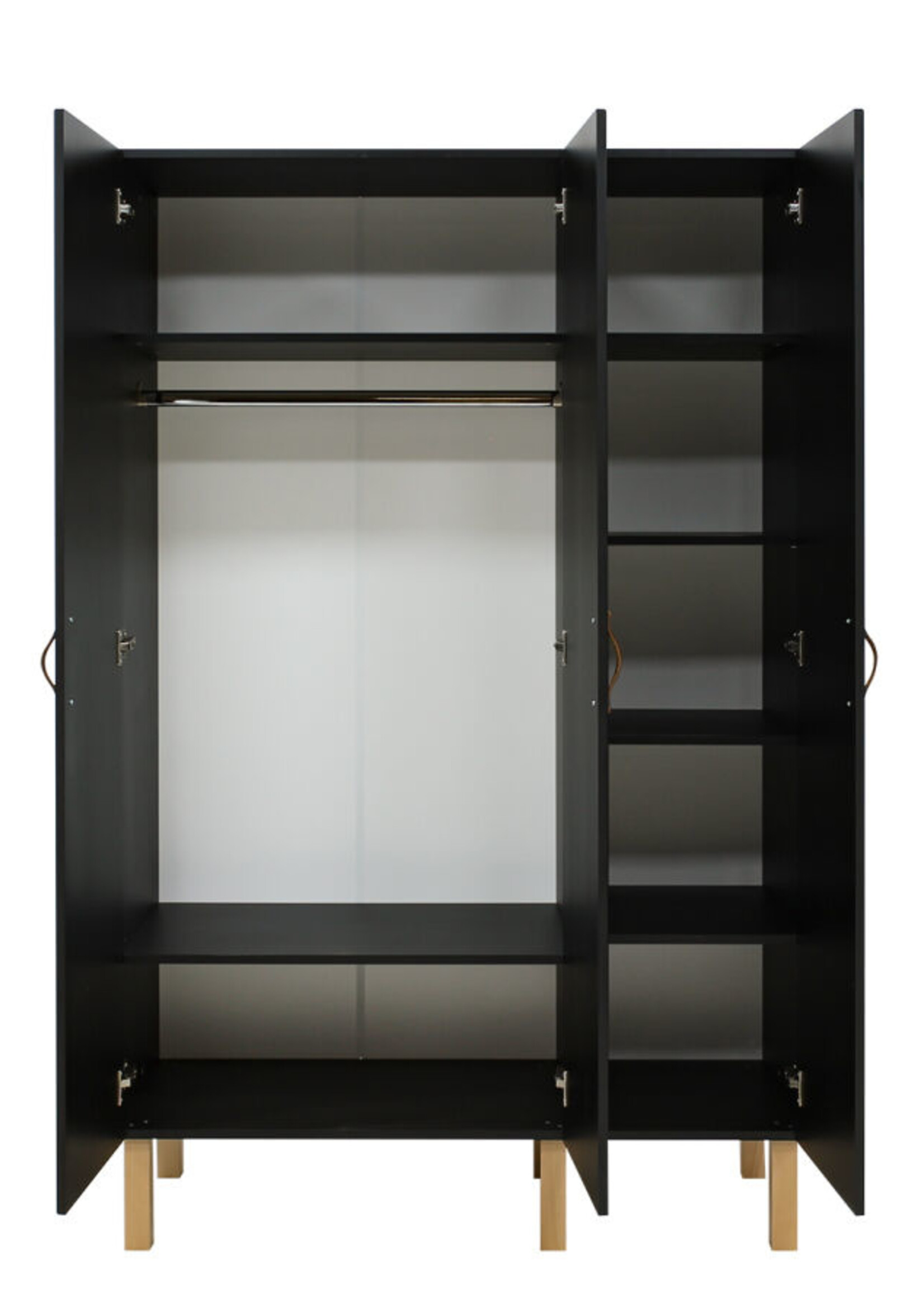 BOPITA Armoire 3 portes Floris noir / naturel