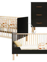 BOPITA Lit 70x140cm + Commode Floris noire / naturel