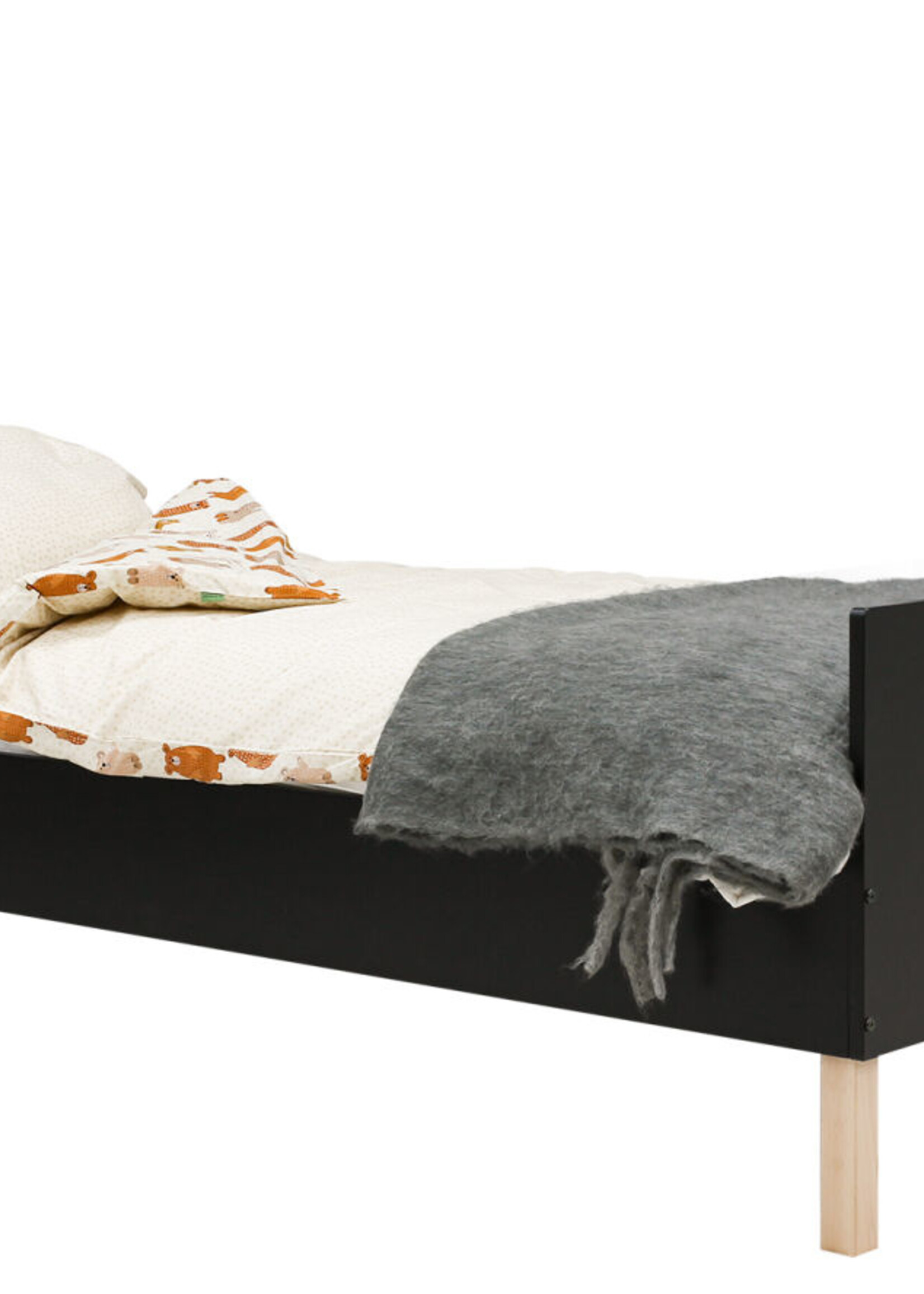 BOPITA Bed 90x200cm Floris black / natural