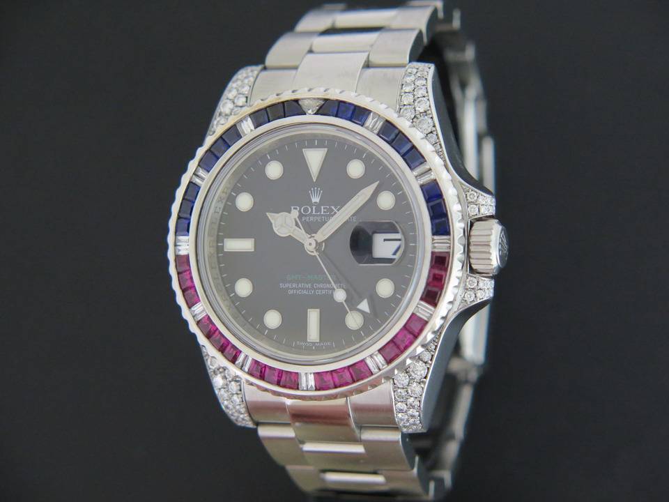 rolex gmt master ii pepsi sapphire ruby bezel