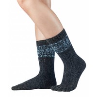 Merino Cashmere Snowflakes Charcoal/Light Blue