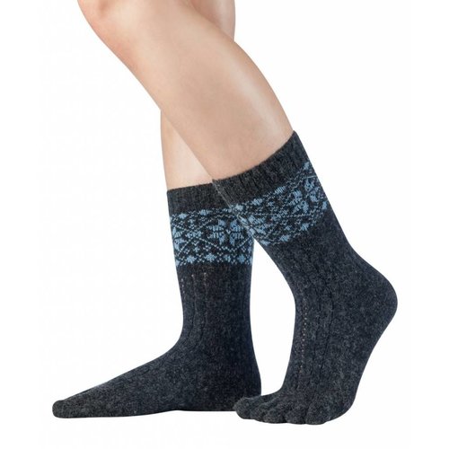 Knitido Merino Cashmere Snowflakes Charcoal/Light Blue