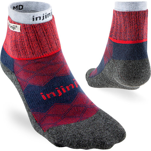 Injinji Mens Liner+Runner Mini-Crew Coolmax Brick