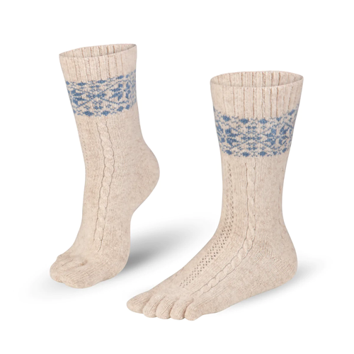 Knitido Merino Cashmere Snowflakes Beige/Blue