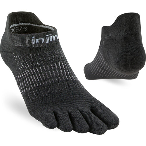 Injinji Womens Run Lightweight No-Show Coolmax Black