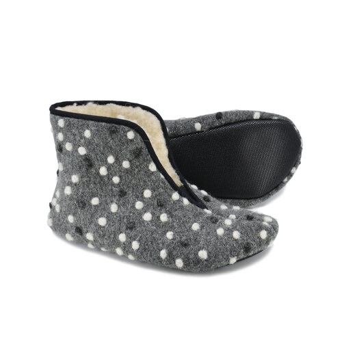 Oma King Barefoot Warm Slippers Grey With Dots