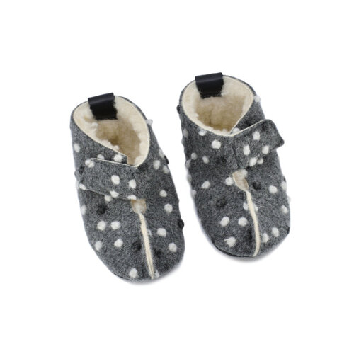 Oma King Barefoot Warm Slippers Kids Grey With Dots