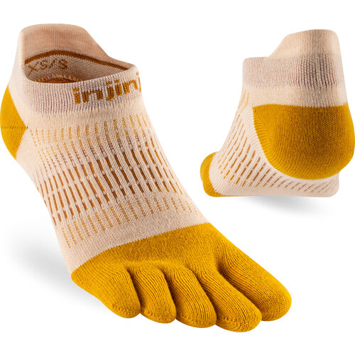 Injinji Womens Run Lightweight No-Show Coolmax Golden Spice