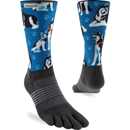 Injinji Womens Trail Midweight Crew Coolmax Artist Designed Huskies