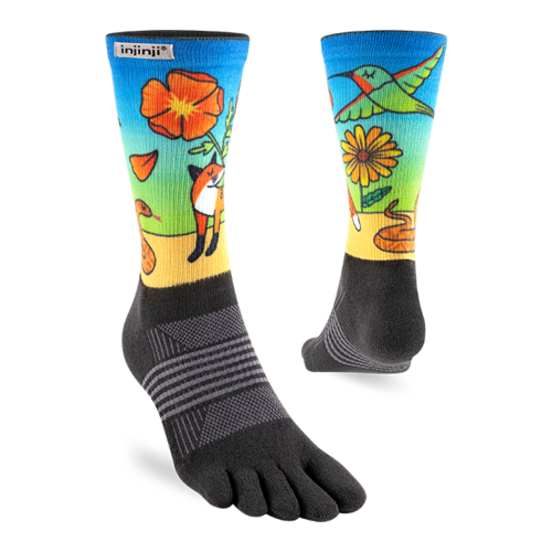 Injinji Womens Trail Midweight Crew Coolmax Artist  Designed  Fox