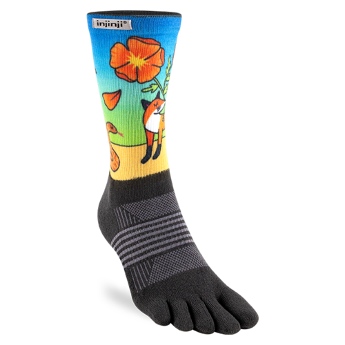 Injinji Womens Trail Midweight Crew Coolmax Artist  Designed  Fox
