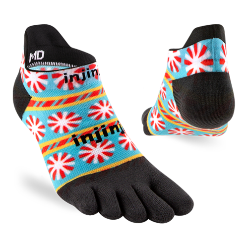 Injinji Spectrum Run Lightweight No-Show Coolmax Holiday Peppermint