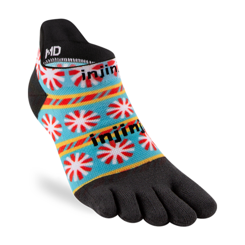 Injinji Spectrum Run Lightweight No-Show Coolmax Holiday Peppermint