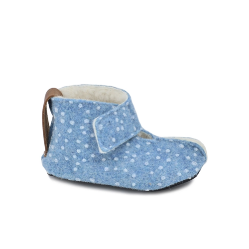 Oma King Barefoot Warm Slippers Kids Blue With Dots