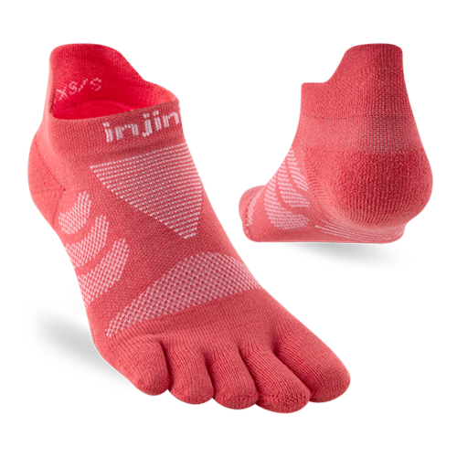 Injinji Womens Ultra Run No-Show Coolmax Coral