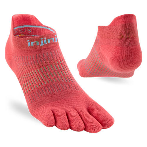 Injinji Womens Run Lightweight No-Show Coolmax Coral