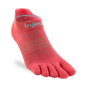 Injinji Womens Run Lightweight No-Show Coolmax Coral