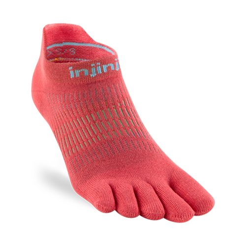 Injinji Womens Run Lightweight No-Show Coolmax Coral