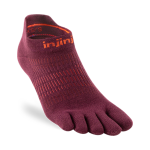 Injinji Womens Run Lightweight No-Show Coolmax Mahogany